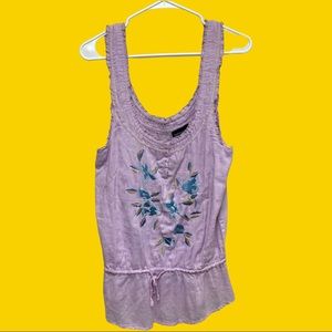 Vintage Ruffled Purple Floral Tank